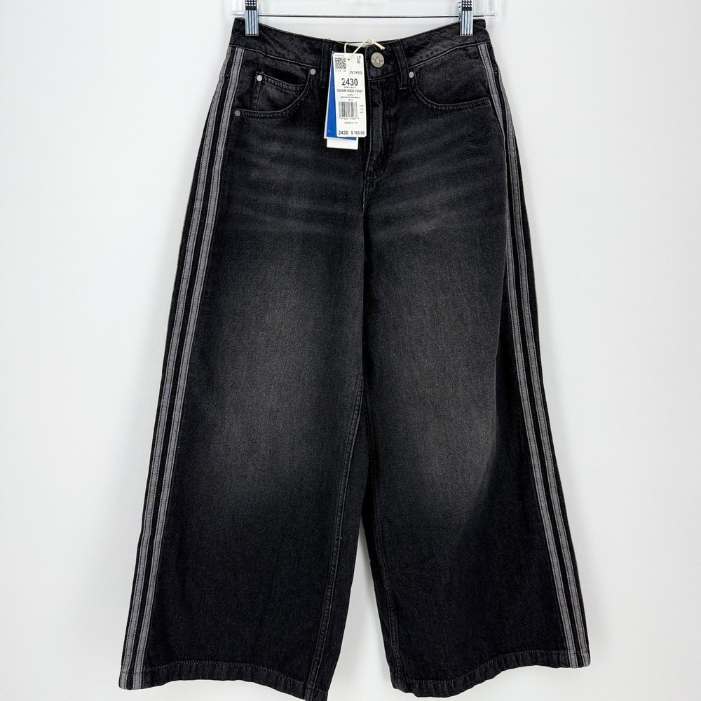 Adidas‎ Y2K Pants Women Size 24/30 Black Originals Adicolor Denim Adilenium New